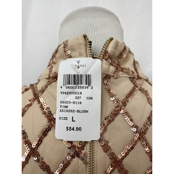 Windsor Women’s Dress Blush Color Body Con Sleeveless Sequined Size Large - Picture 8 of 9